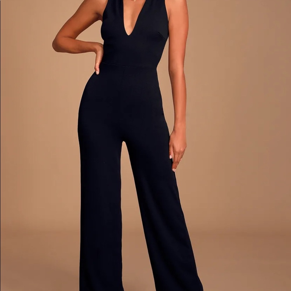 Thinking Out Loud Black Backless Jumpsuit